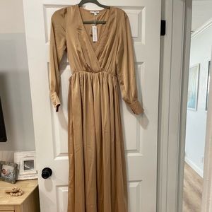 Baltic born champagne gold maxi dress NWT